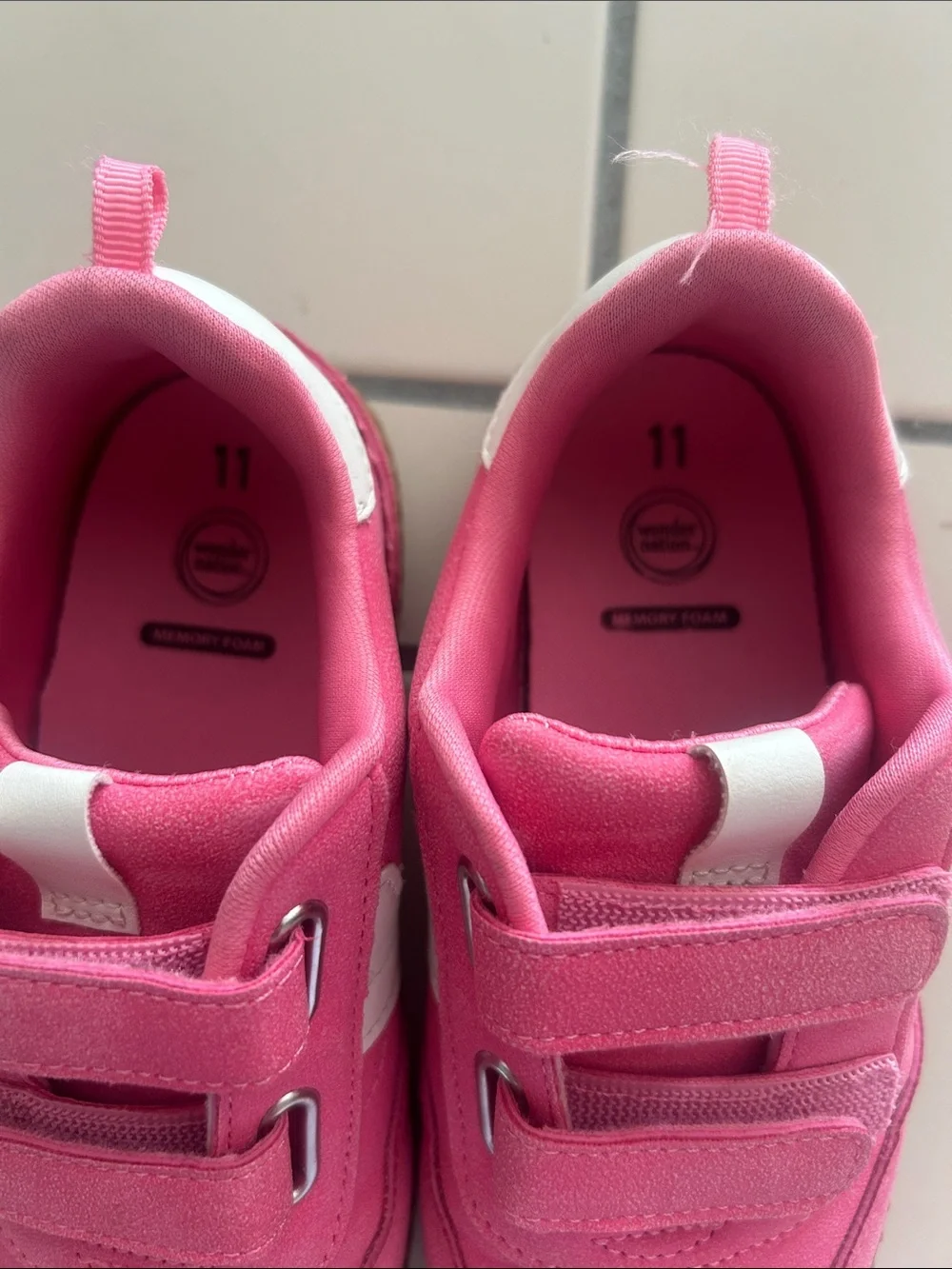 wonder nation Pink Velcro Sneakers with White Accent